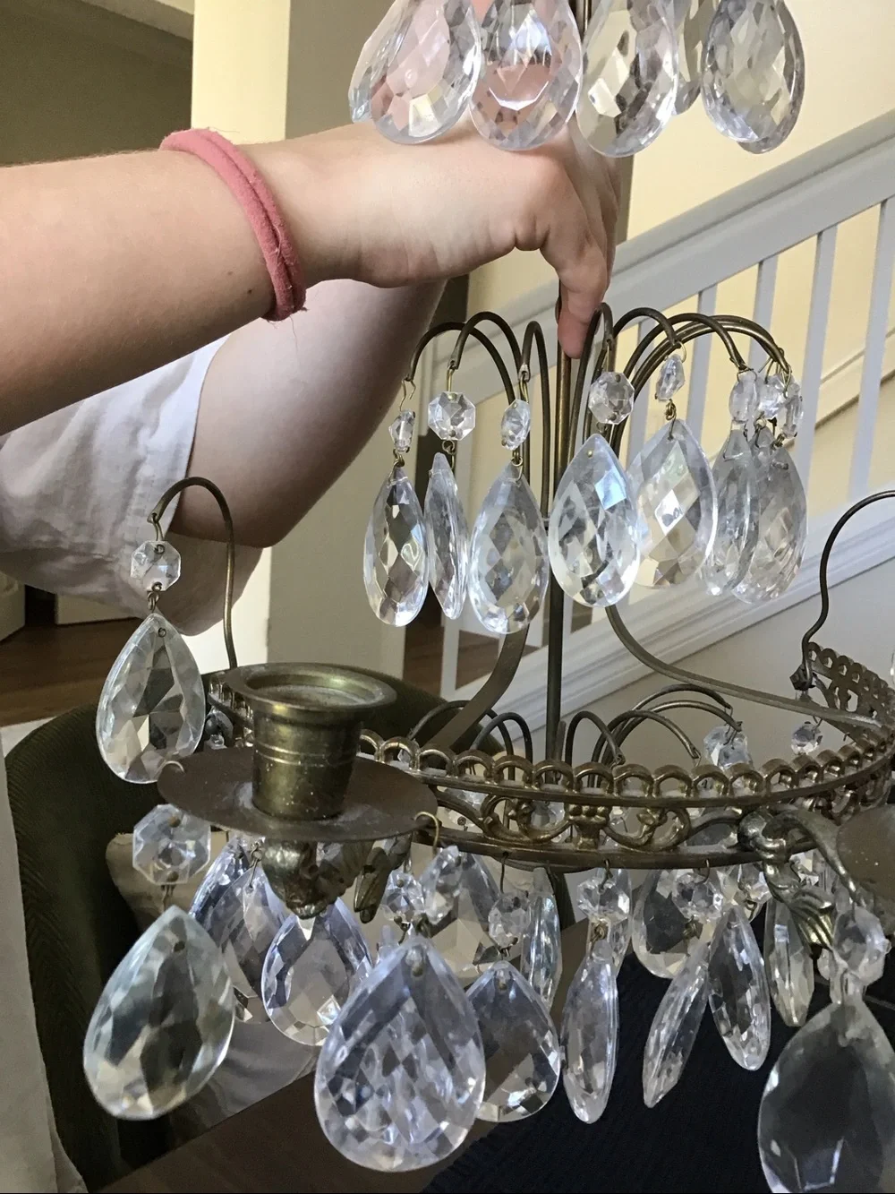 Vintage Neoclassical-style brass glass teardrop/pear wall sconces-2